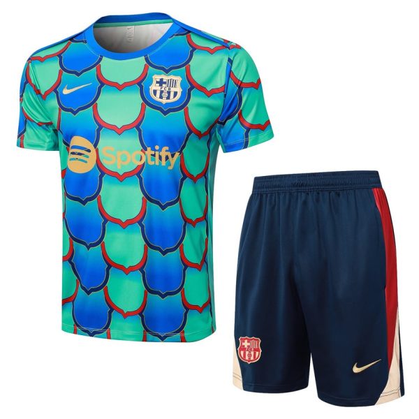Ensemble Maillot Short Barca 2024 2025 Vert Bleu