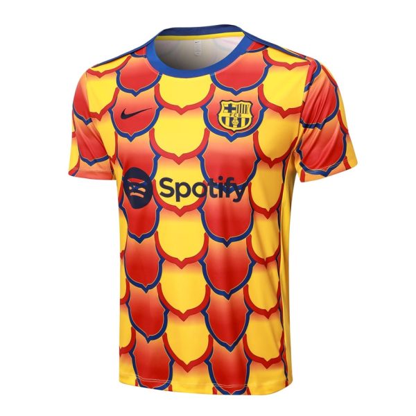 Ensemble Maillot Short Barca 2024 2025 Jaune Rouge