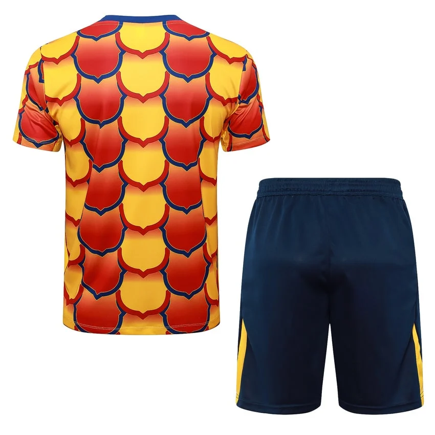 Ensemble Maillot Short Barca 2024 2025 Jaune Rouge – Image 4