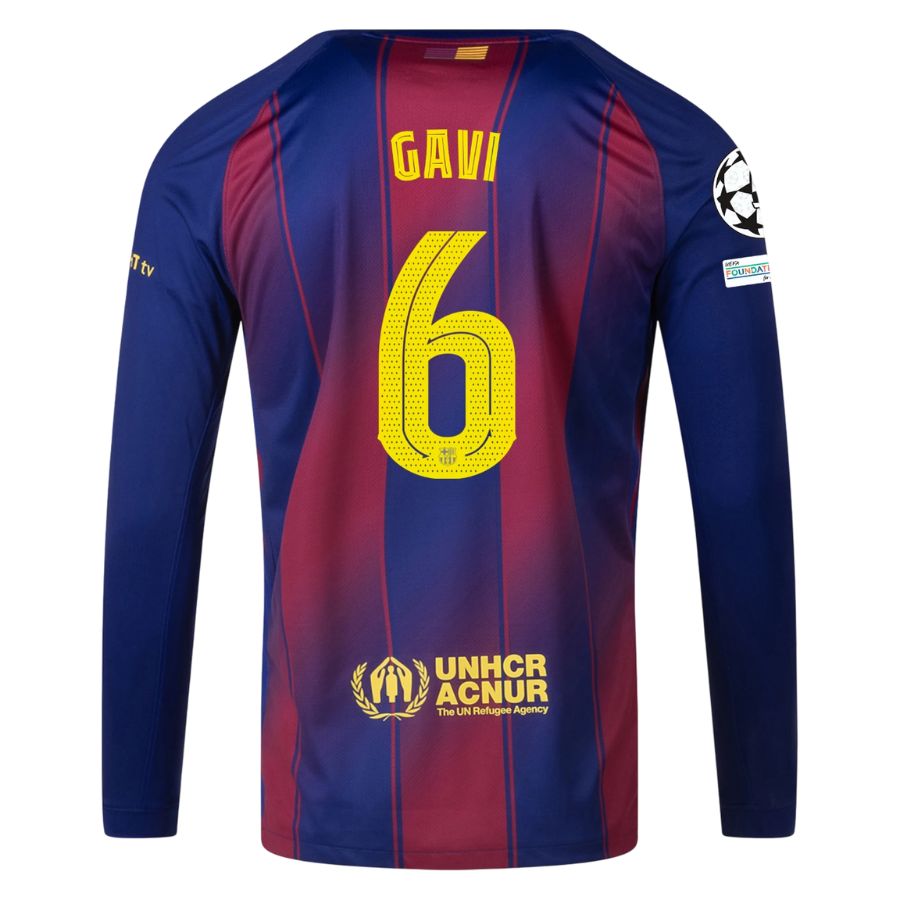 Maillot Barca Domicile 2025 2026 Gavi Manches Longues UCL – Image 2