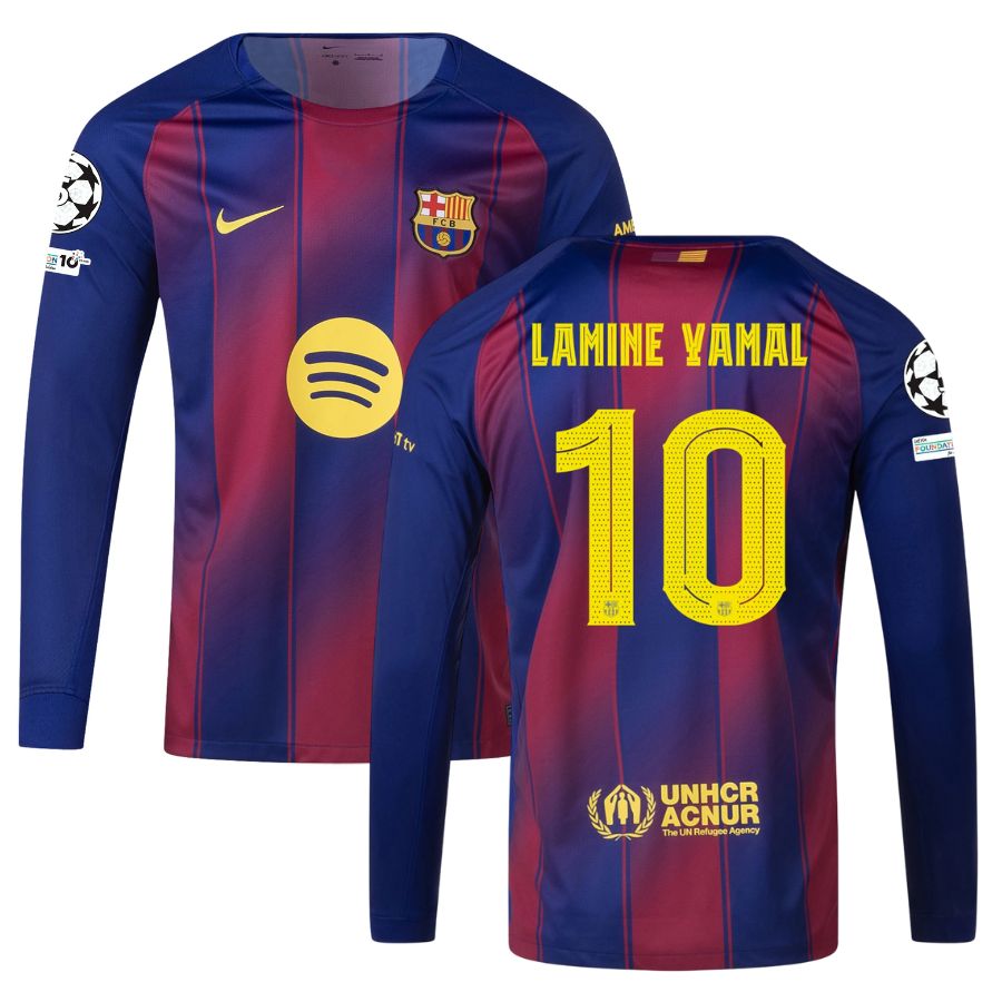 Maillot Barca Domicile 2025 2026 Lamine Yamal Manches Longues UCL