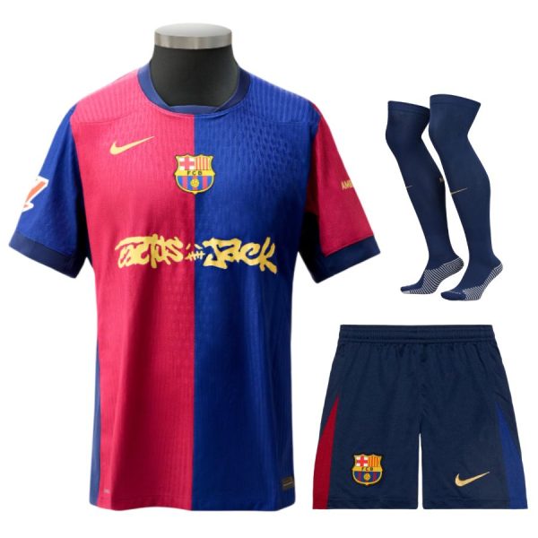 Maillot Kit Enfant Barca Domicile 2024 2025 Travis Scott
