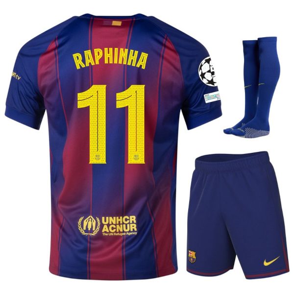 Maillot Kit Enfant Barca Domicile 2025 2026 Raphinha UCL