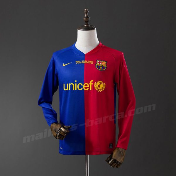 Maillot Barca Domicile 2008 2009 Manches Longues UCL
